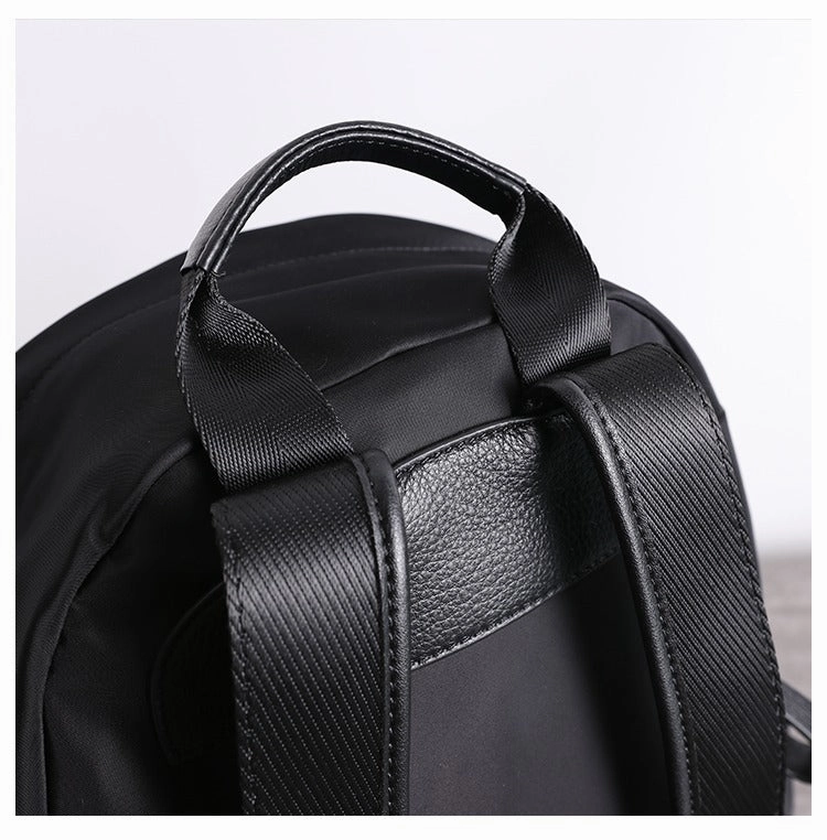 Schwarzer Nylon-Leder Umhängetaschen-Rucksack Damen Schulrucksack Handtasche Nylon-Leder Reiserucksack für Frauen