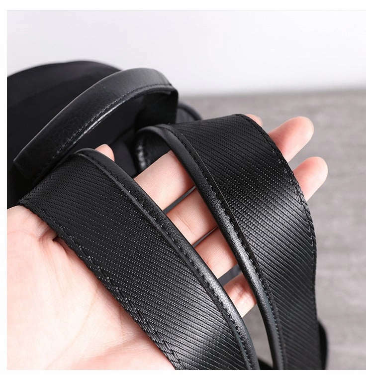 Schwarzer Nylon-Leder Umhängetaschen-Rucksack Damen Schulrucksack Handtasche Nylon-Leder Reiserucksack für Frauen