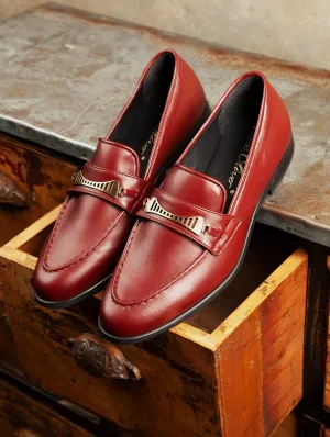 Bridge-Bit Kaktusleder Veganer Loafer | Burgunderrot