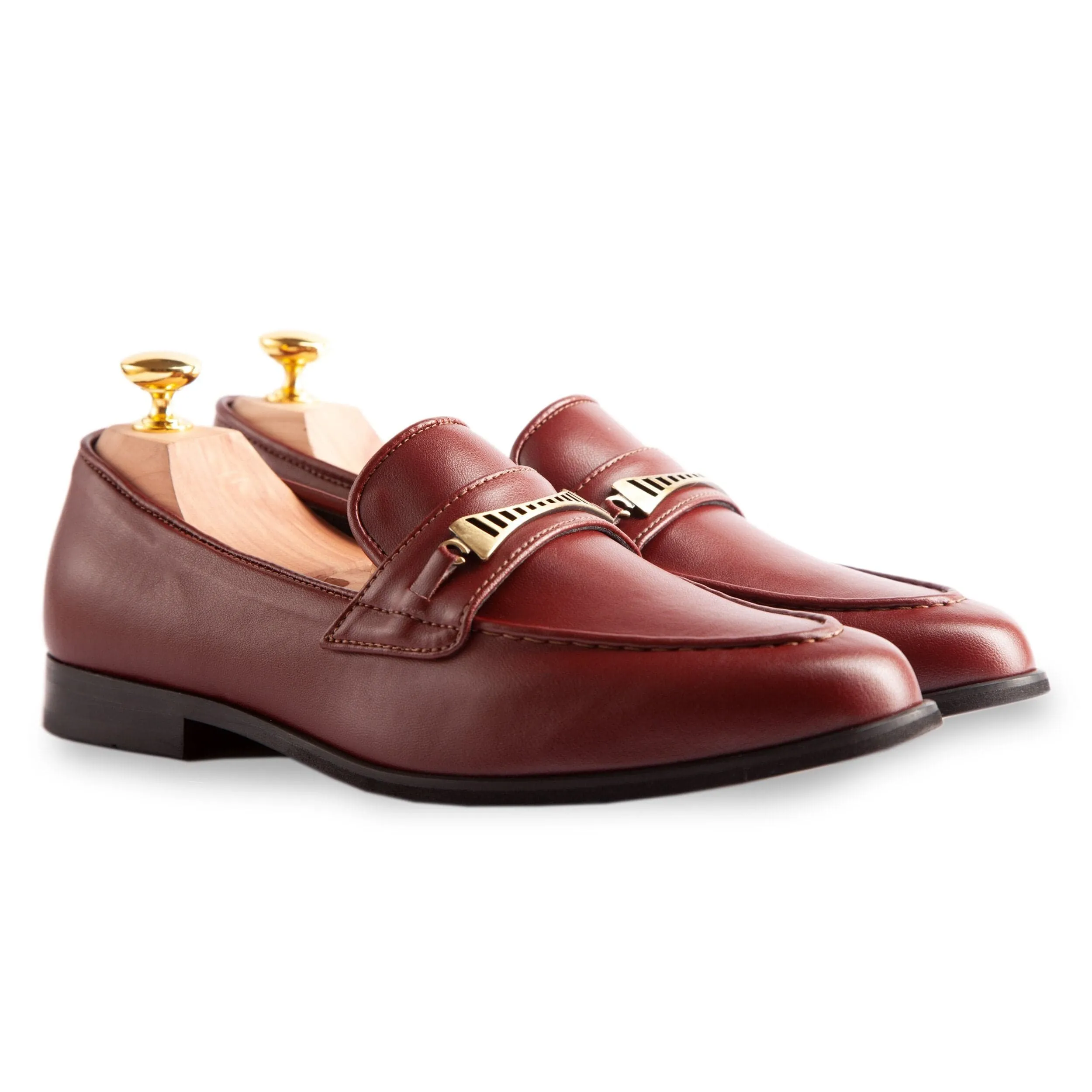 Bridge-Bit Kaktusleder Veganer Loafer | Burgunderrot