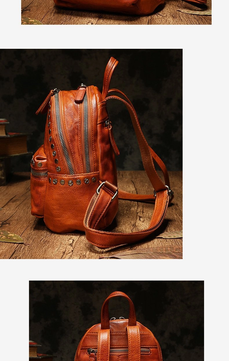 Brown Leather Rucksack Womens Leather Small Backpack Ladies Backpack Purse