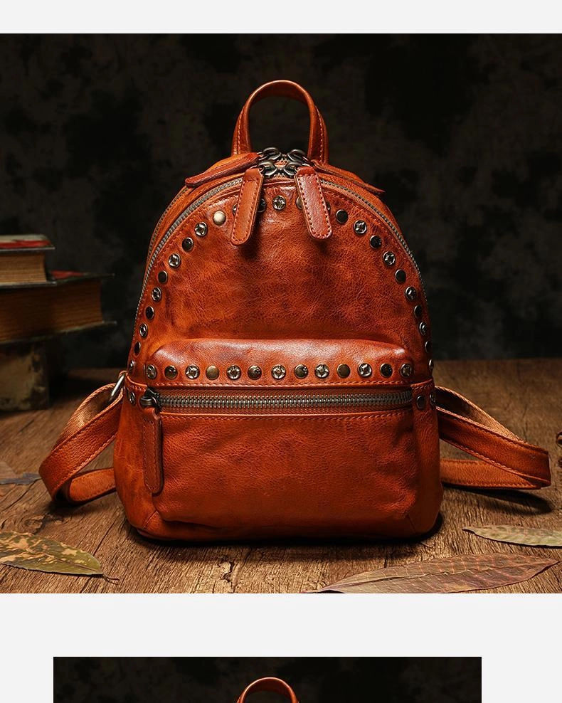 Brown Leather Rucksack Womens Leather Small Backpack Ladies Backpack Purse