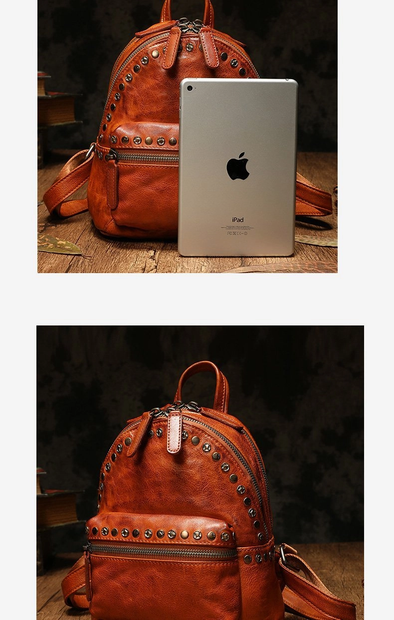 Brown Leather Rucksack Womens Leather Small Backpack Ladies Backpack Purse