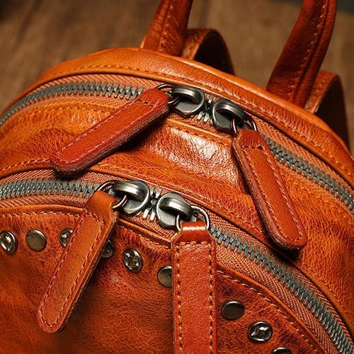 Brown Leather Rucksack Womens Leather Small Backpack Ladies Backpack Purse