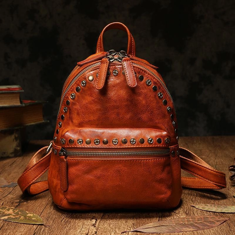 Brown Leather Rucksack Womens Leather Small Backpack Ladies Backpack Purse