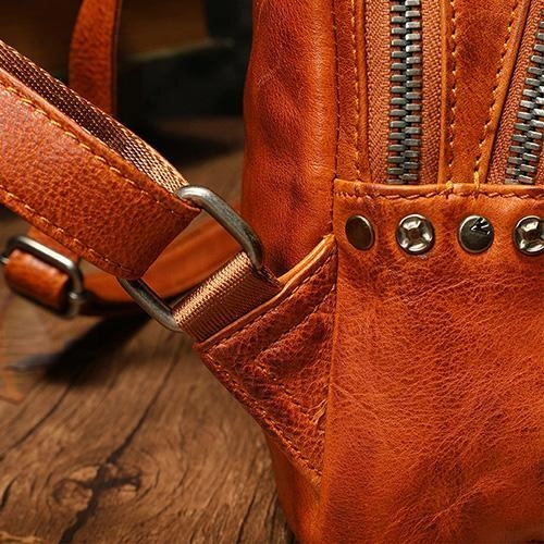 Brown Leather Rucksack Womens Leather Small Backpack Ladies Backpack Purse