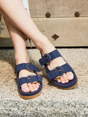 Camellia Vegan-Suede-Sandalen | Mitternachtsblau