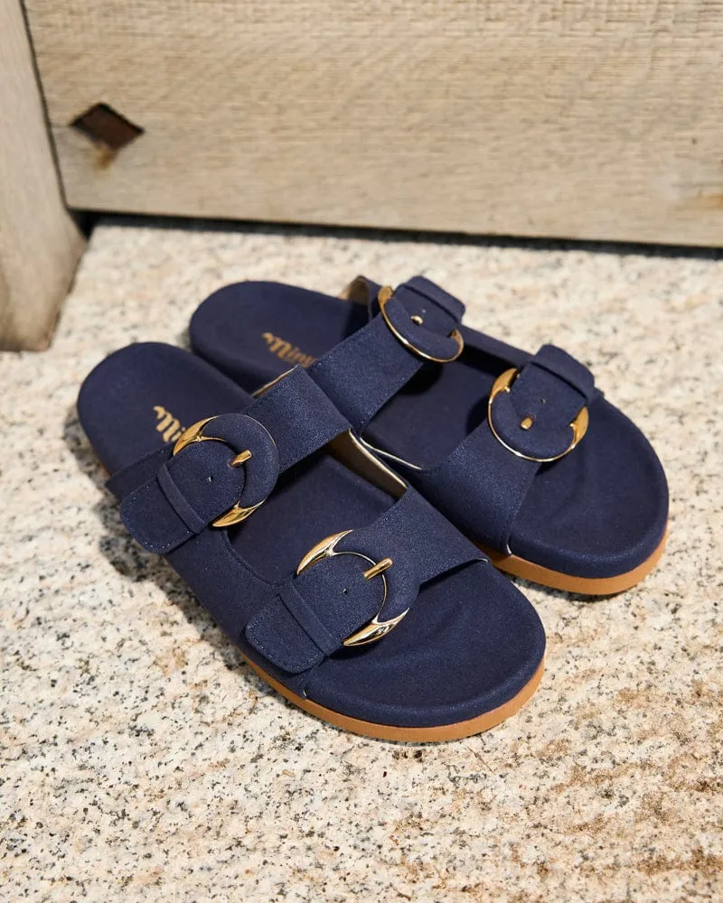 Camellia Vegan-Suede-Sandalen | Mitternachtsblau