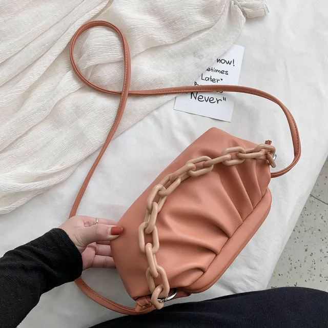Süßigkeitenfarbene PU-Leder Schulter-Umhängetasche für Damen 2020 Kleine Crossbody-Tasche Reisekette Handtaschen und Geldbörsen Fashion Nova Taschen