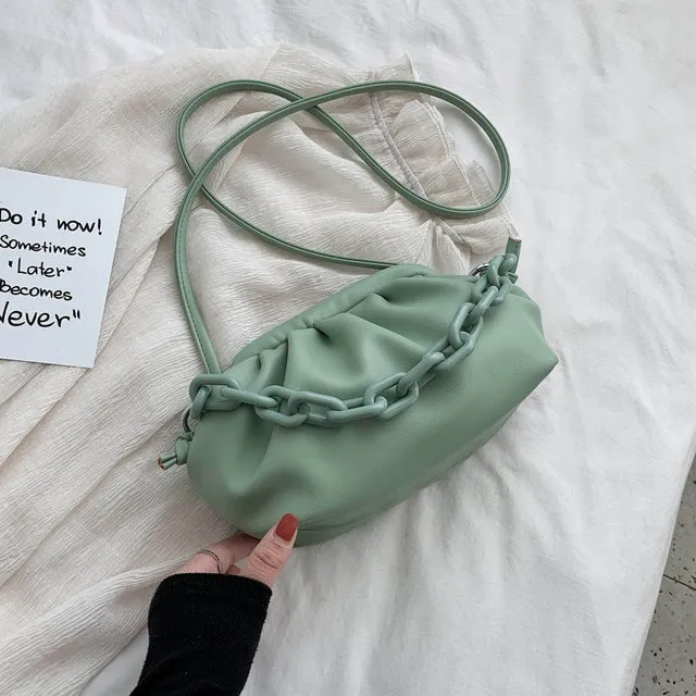 Süßigkeitenfarbene PU-Leder Schulter-Umhängetasche für Damen 2020 Kleine Crossbody-Tasche Reisekette Handtaschen und Geldbörsen Fashion Nova Taschen