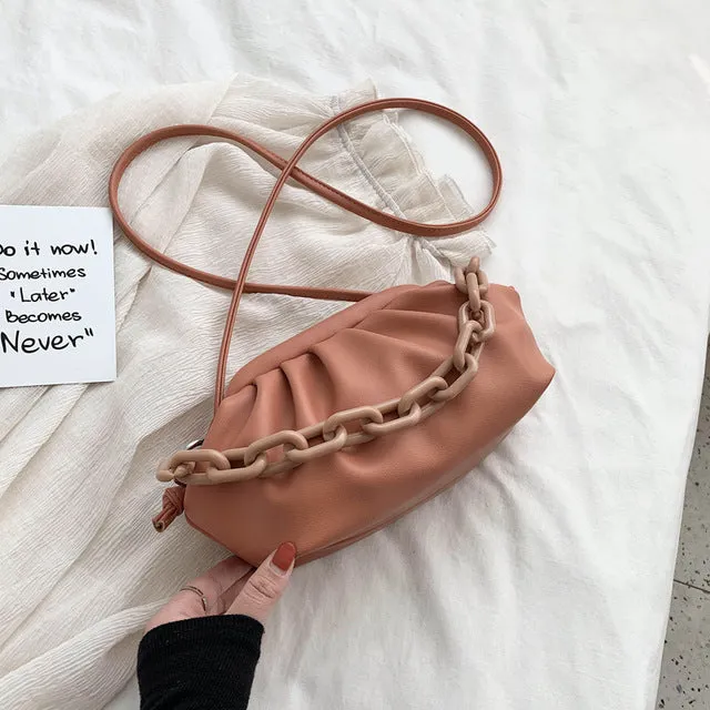 Süßigkeitenfarbene PU-Leder Schulter-Umhängetasche für Damen 2020 Kleine Crossbody-Tasche Reisekette Handtaschen und Geldbörsen Fashion Nova Taschen