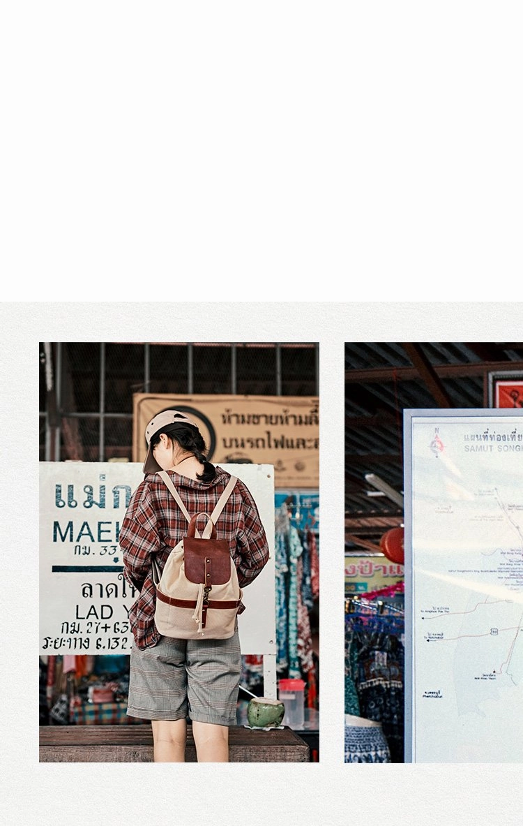 Canvas Leder Rucksack für Herren und Damen, Reiserucksack Blau, Schulrucksack aus Canvas für Männer und Frauen