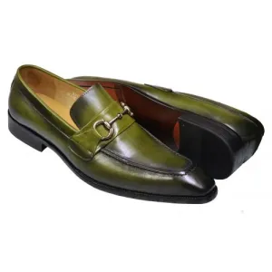 Carrucci KS478-02 Schlupf-Loafer mit Schürzenkappe aus Leder - Olive