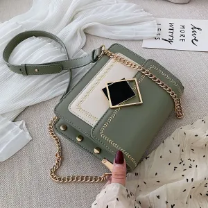 Ketten-PU-Leder Umhängetasche für Damen 2020 Kleine Schulter Messenger Tasche Spezielles Schloss Design Damen Reise Handtasche Fashion Nova Taschen