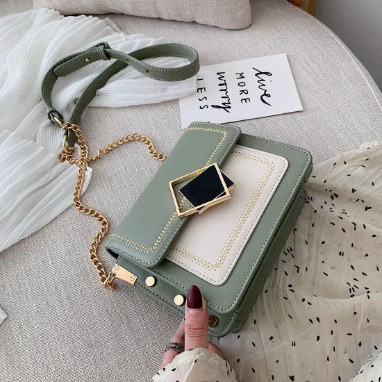 Ketten-PU-Leder Umhängetasche für Damen 2020 Kleine Schulter Messenger Tasche Spezielles Schloss Design Damen Reise Handtasche Fashion Nova Taschen