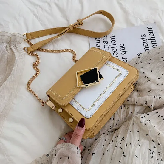 Ketten-PU-Leder Umhängetasche für Damen 2020 Kleine Schulter Messenger Tasche Spezielles Schloss Design Damen Reise Handtasche Fashion Nova Taschen