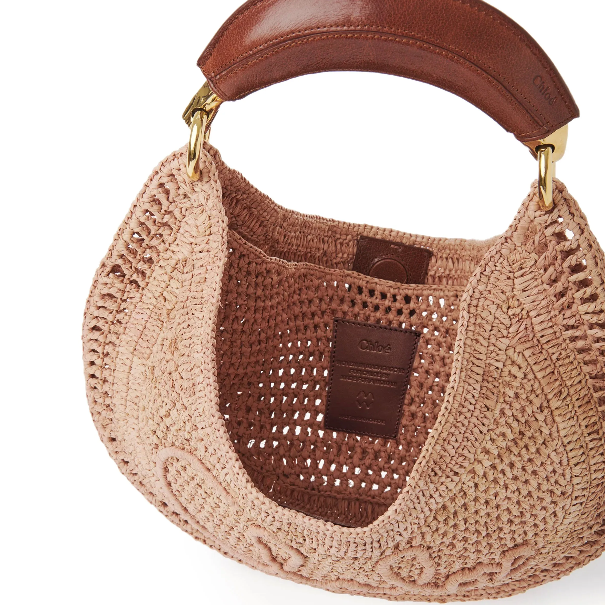 Chloé Tasche Banana Raffia Hobo, Beige