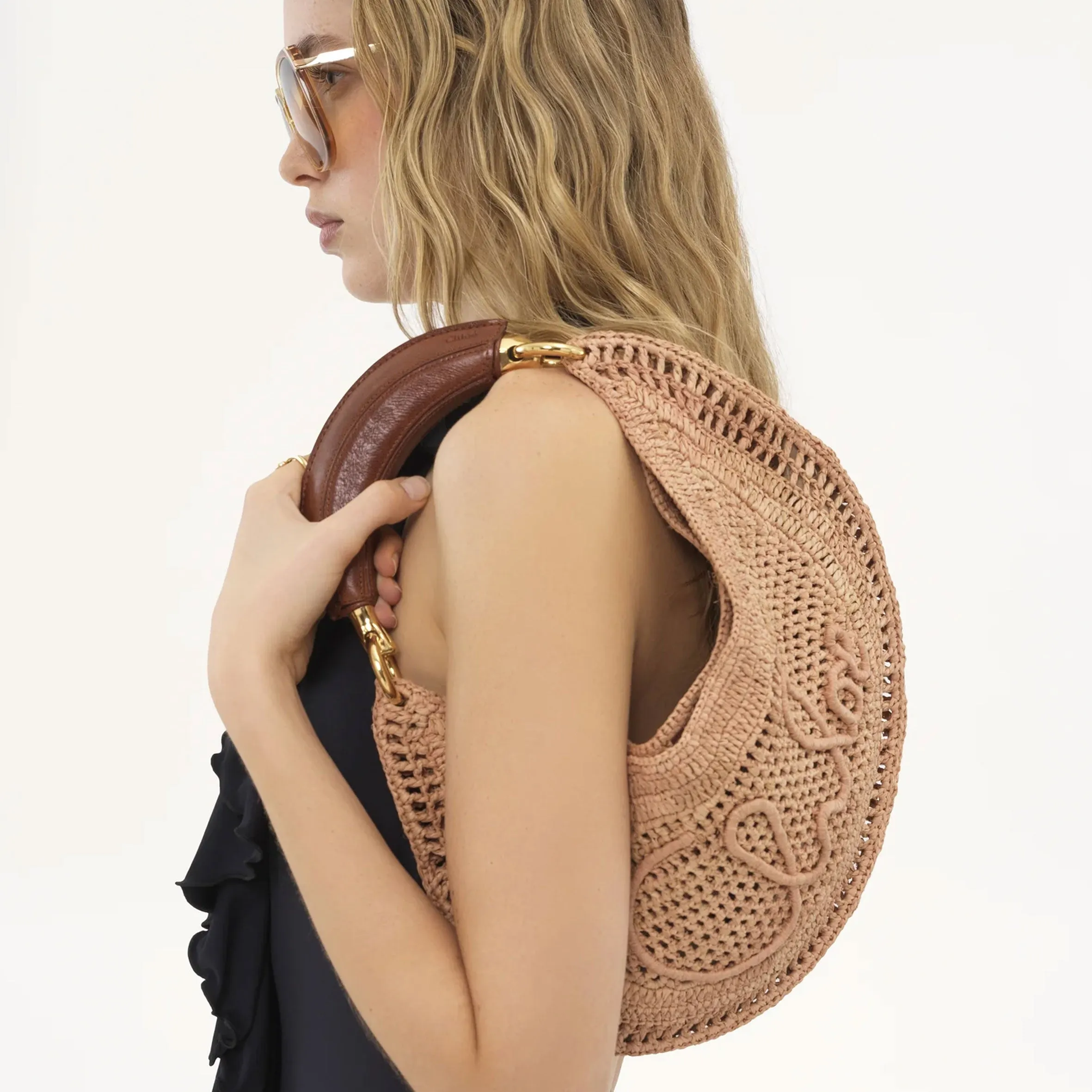 Chloé Tasche Banana Raffia Hobo, Beige
