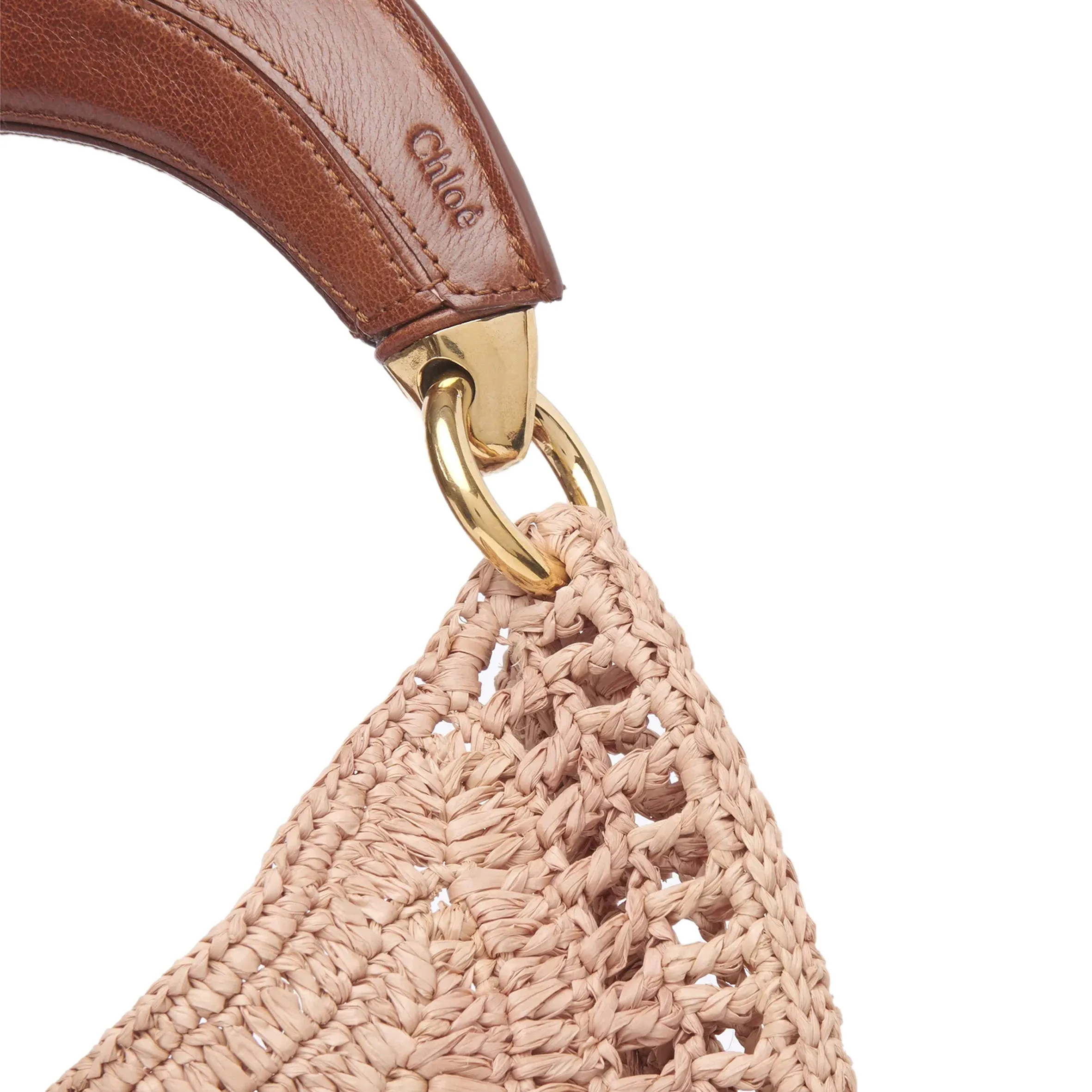 Chloé Tasche Banana Raffia Hobo, Beige