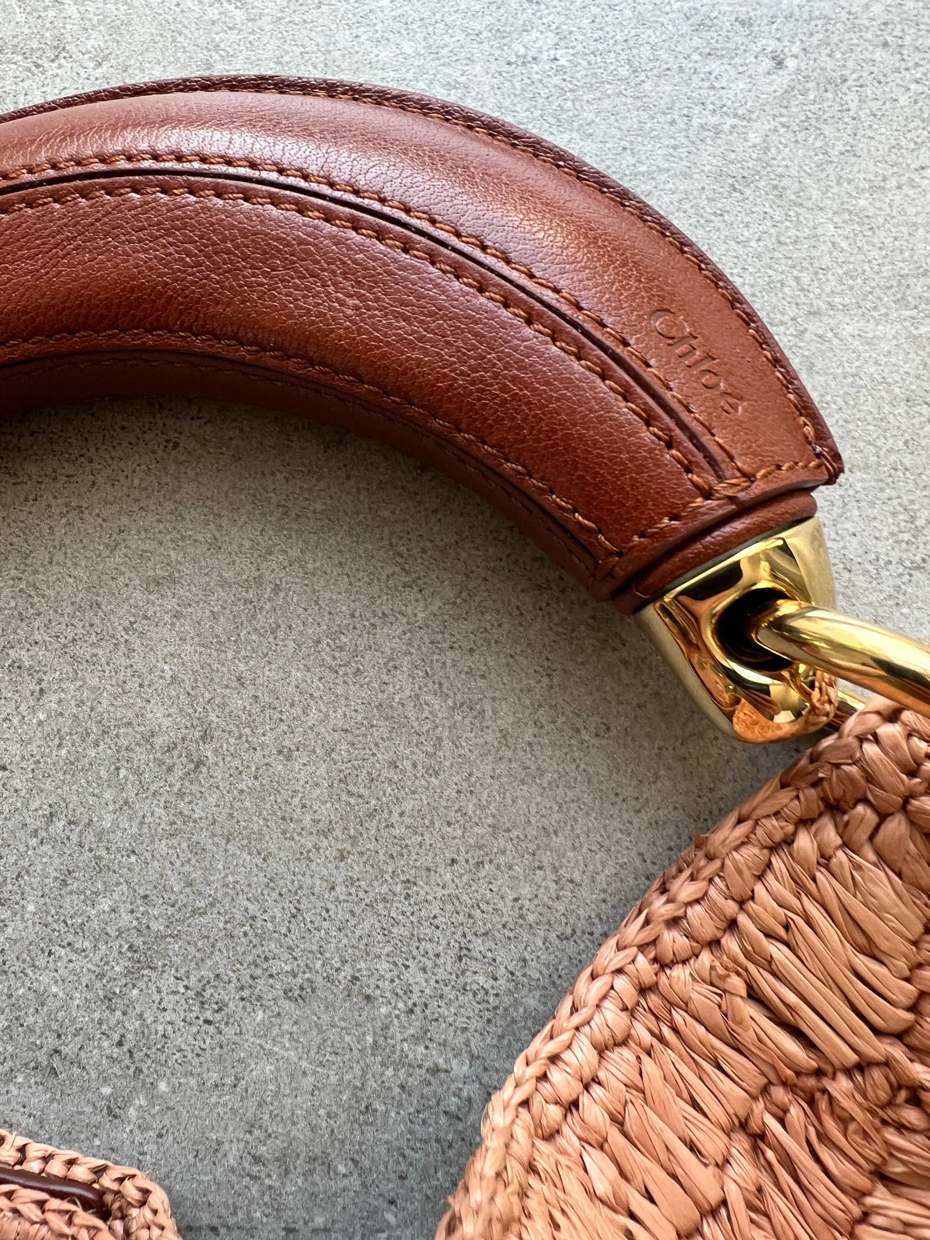 Chloé Tasche Banana Raffia Hobo, Beige