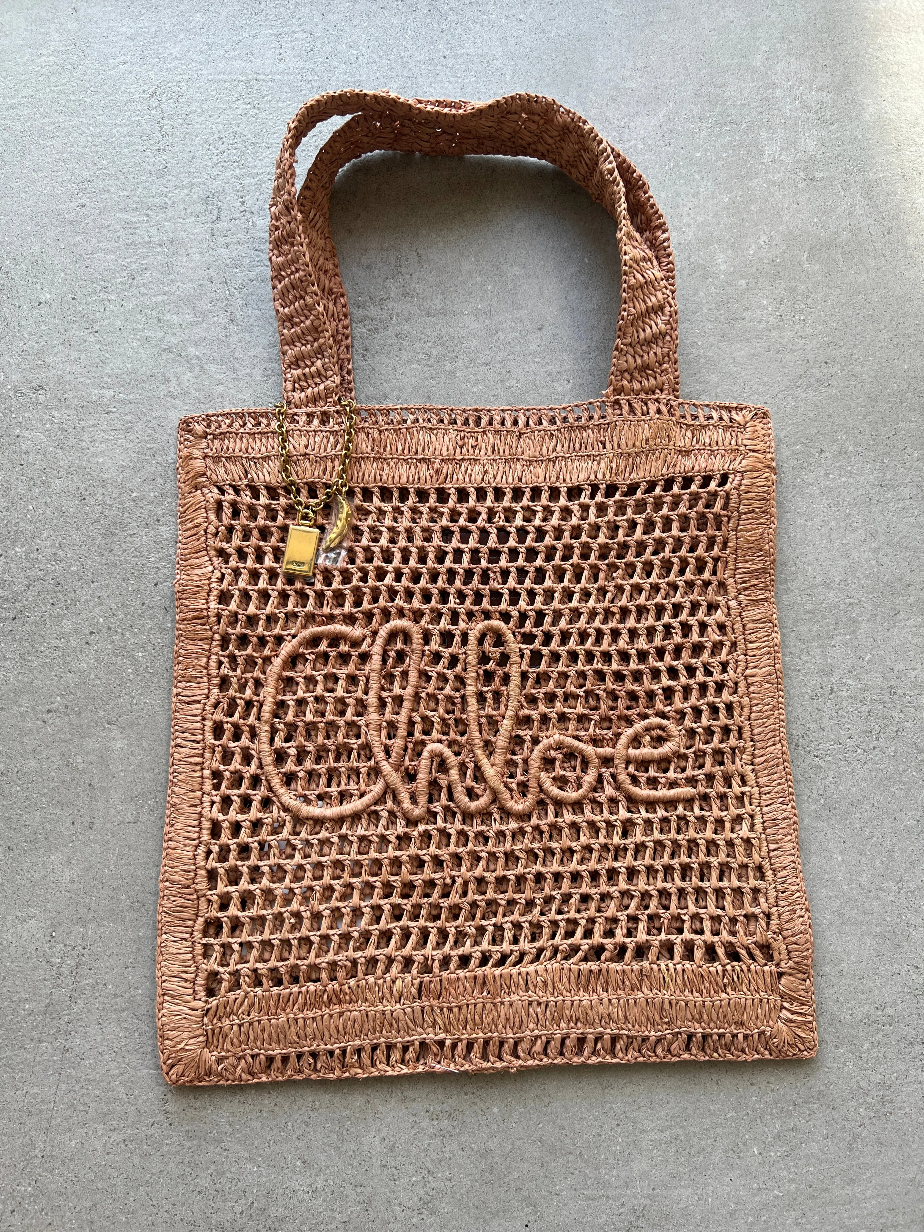 Chloé Tasche Banana Raffia Tragetasche, Beige