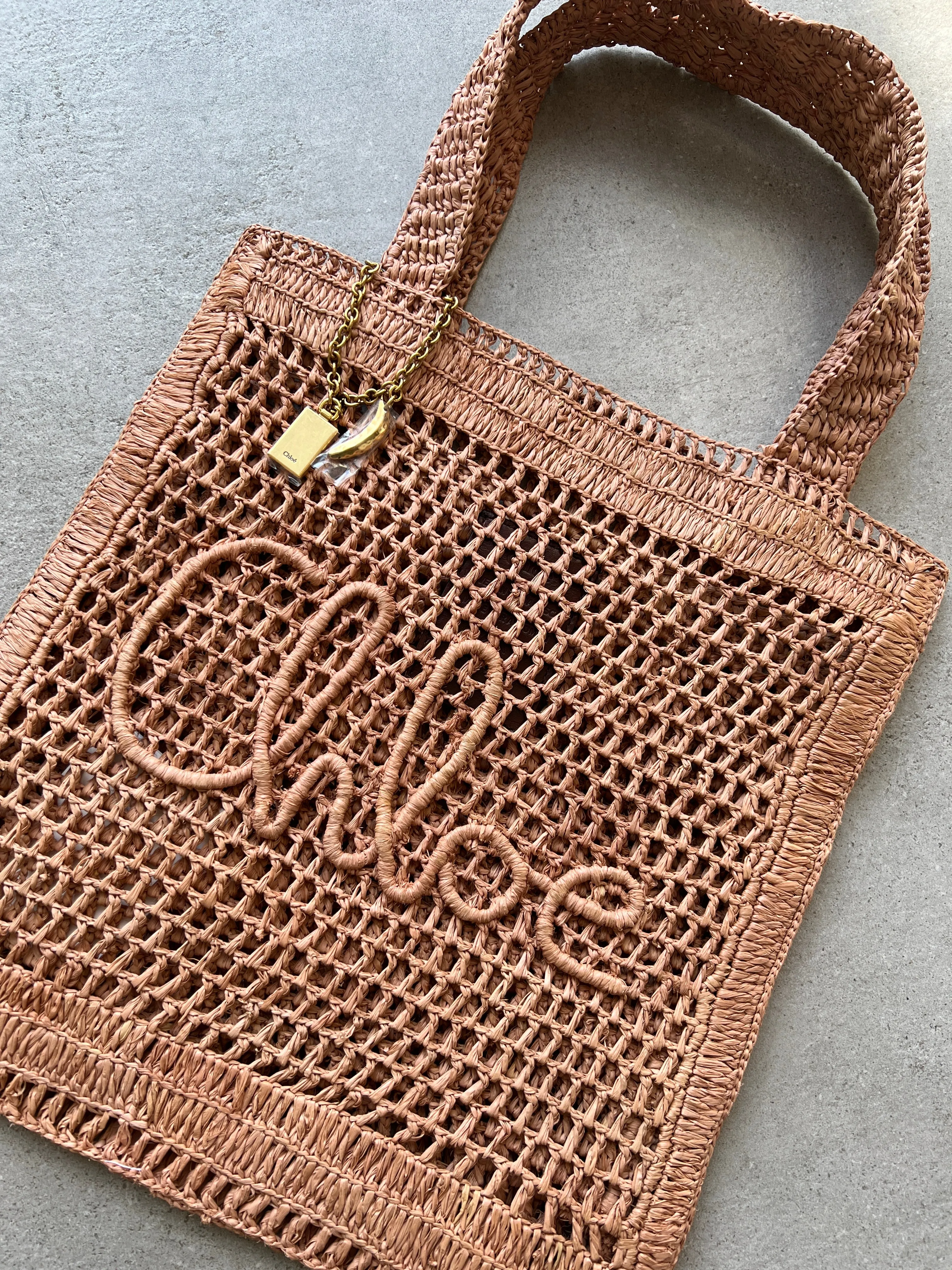 Chloé Tasche Banana Raffia Tragetasche, Beige