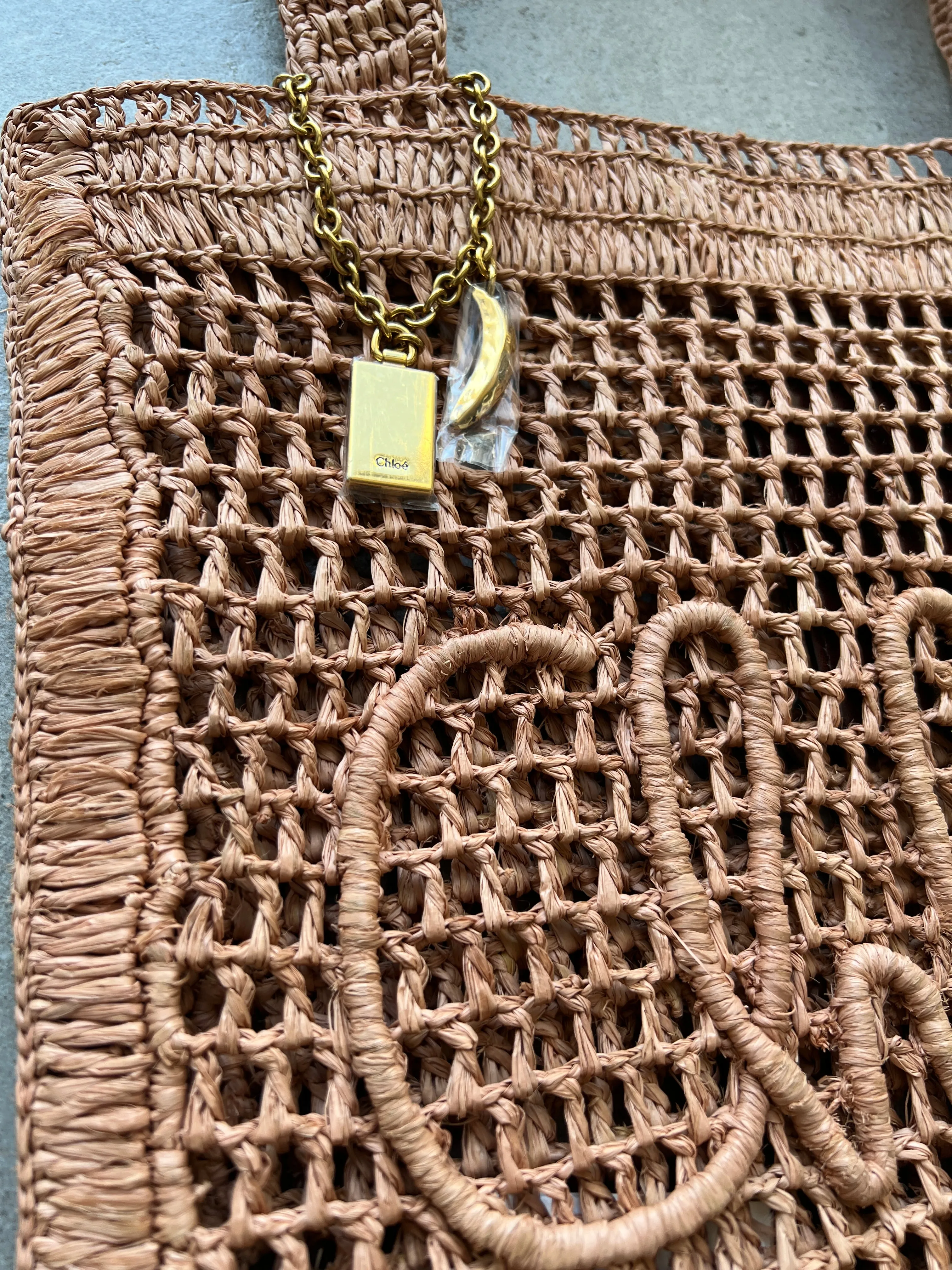 Chloé Tasche Banana Raffia Tragetasche, Beige