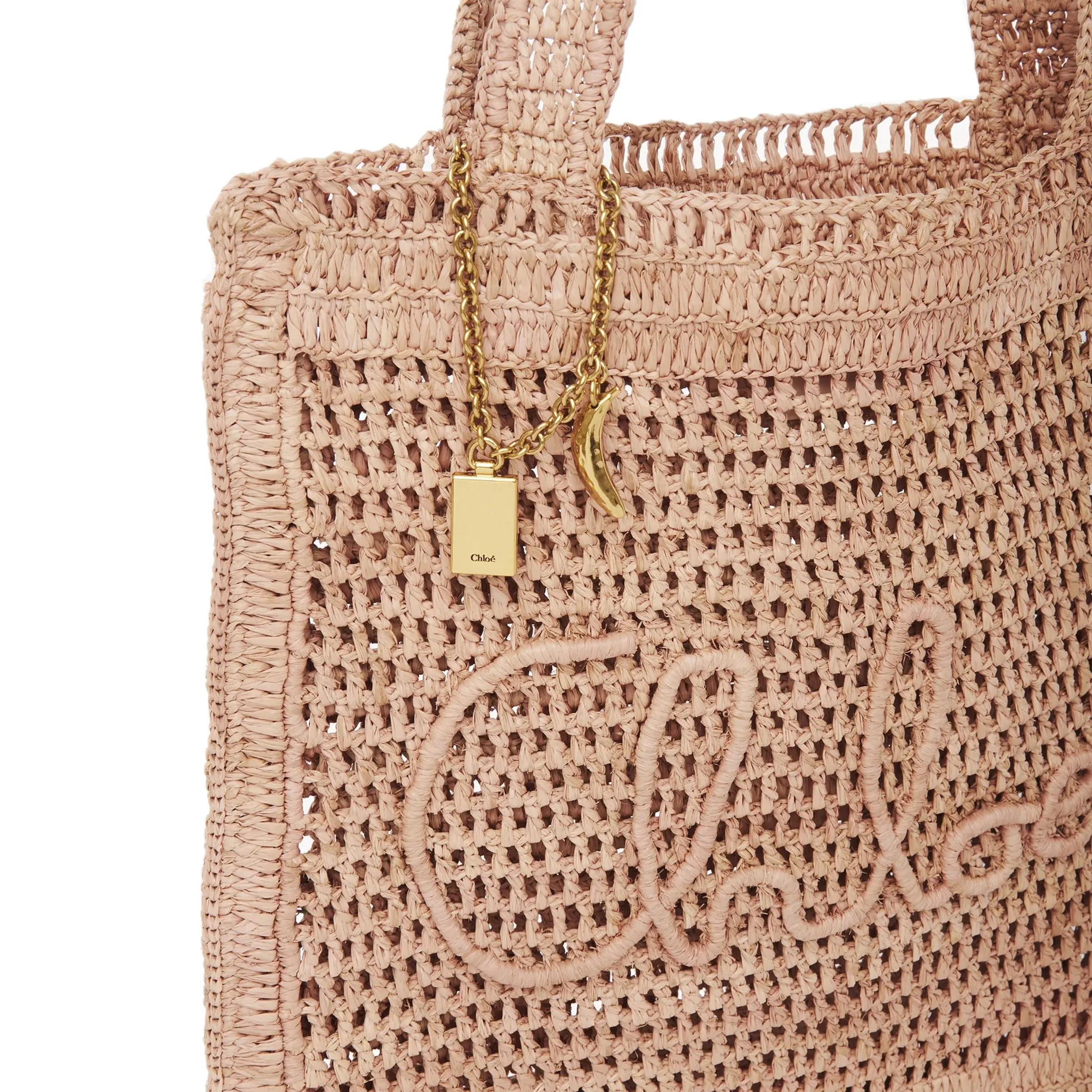 Chloé Tasche Banana Raffia Tragetasche, Beige