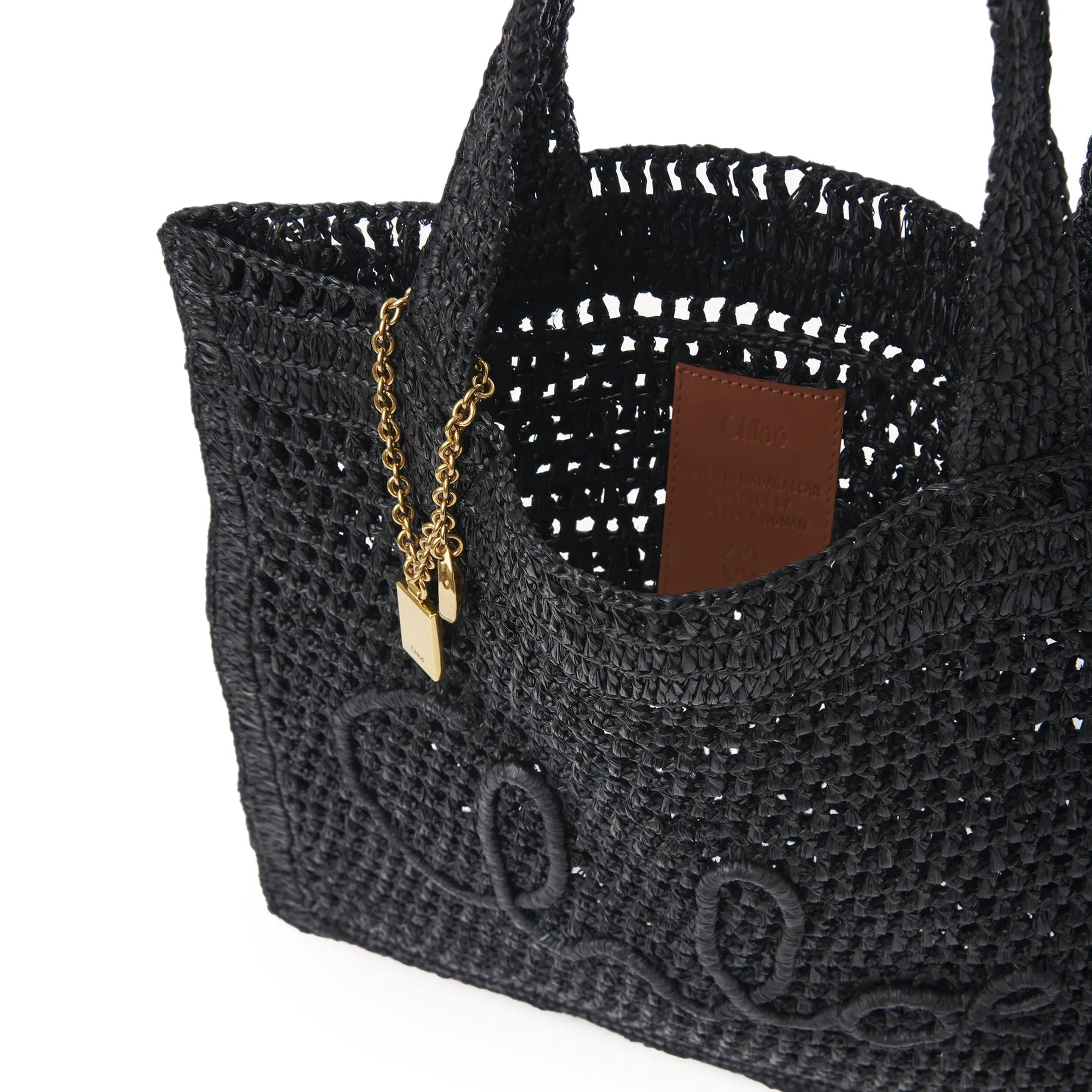 Chloé Tasche Banana Raffia Tragetasche, Schwarz
