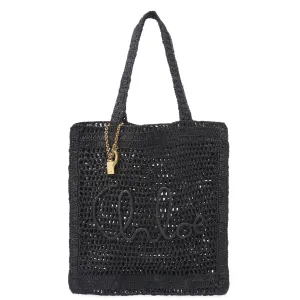 Chloé Tasche Banana Raffia Tragetasche, Schwarz