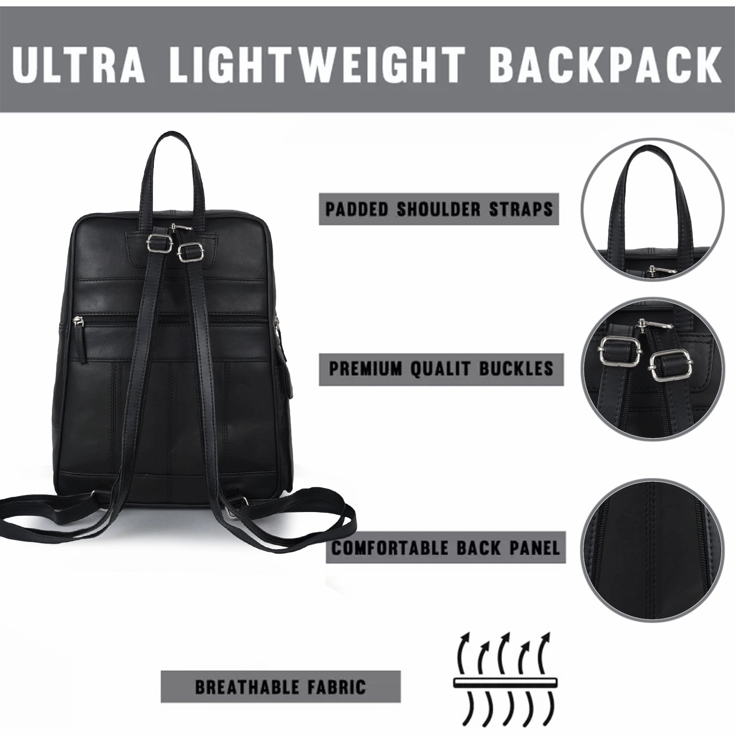 CIMONI Unisex Textured Leather Backpack