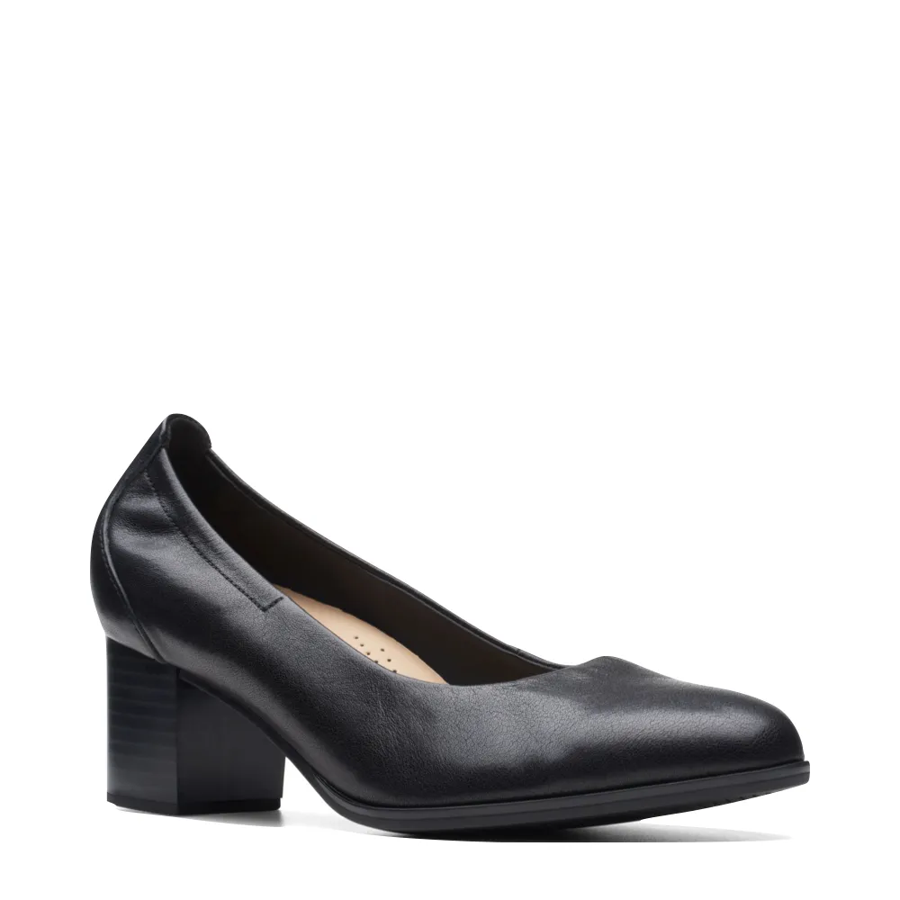 Clarks Damen Loken Step Leder-Pumps mit Absatz in Schwarz