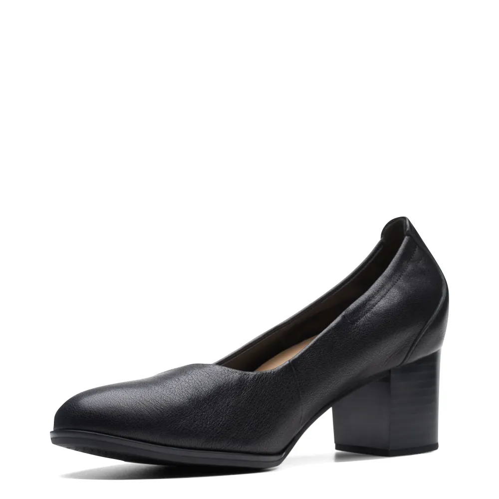 Clarks Damen Loken Step Leder-Pumps mit Absatz in Schwarz