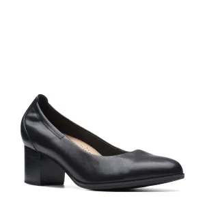 Clarks Damen Loken Step Leder-Pumps mit Absatz in Schwarz