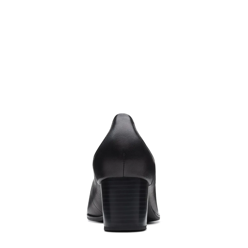 Clarks Damen Loken Step Leder-Pumps mit Absatz in Schwarz