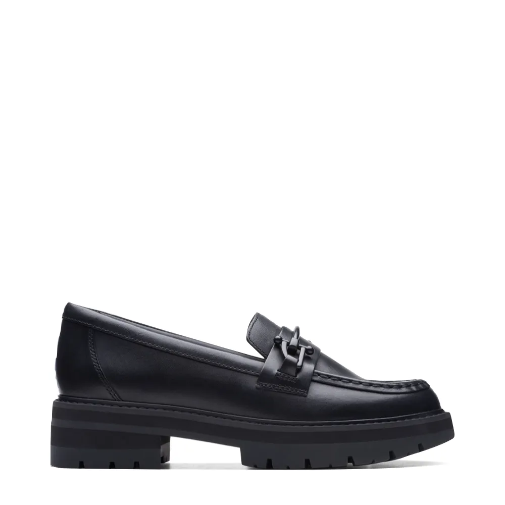 Clarks Damen Orianna Bit Leder-Loafer in Schwarz