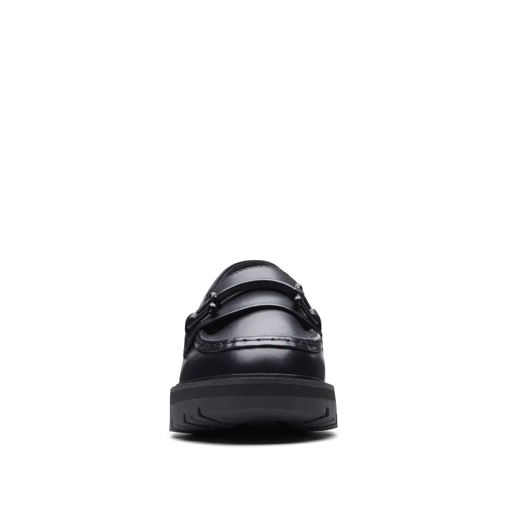 Clarks Damen Orianna Bit Leder-Loafer in Schwarz