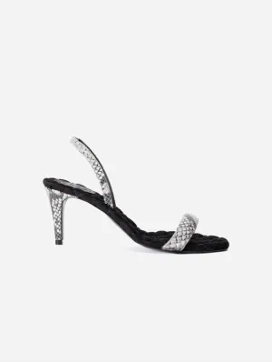 Claudia Vegan Baumwoll-Slingback-Sandalen mit hohem Absatz | Python