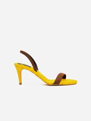 Claudia Vegan Satin High-Heeled Slingback Sandalen | Gelb