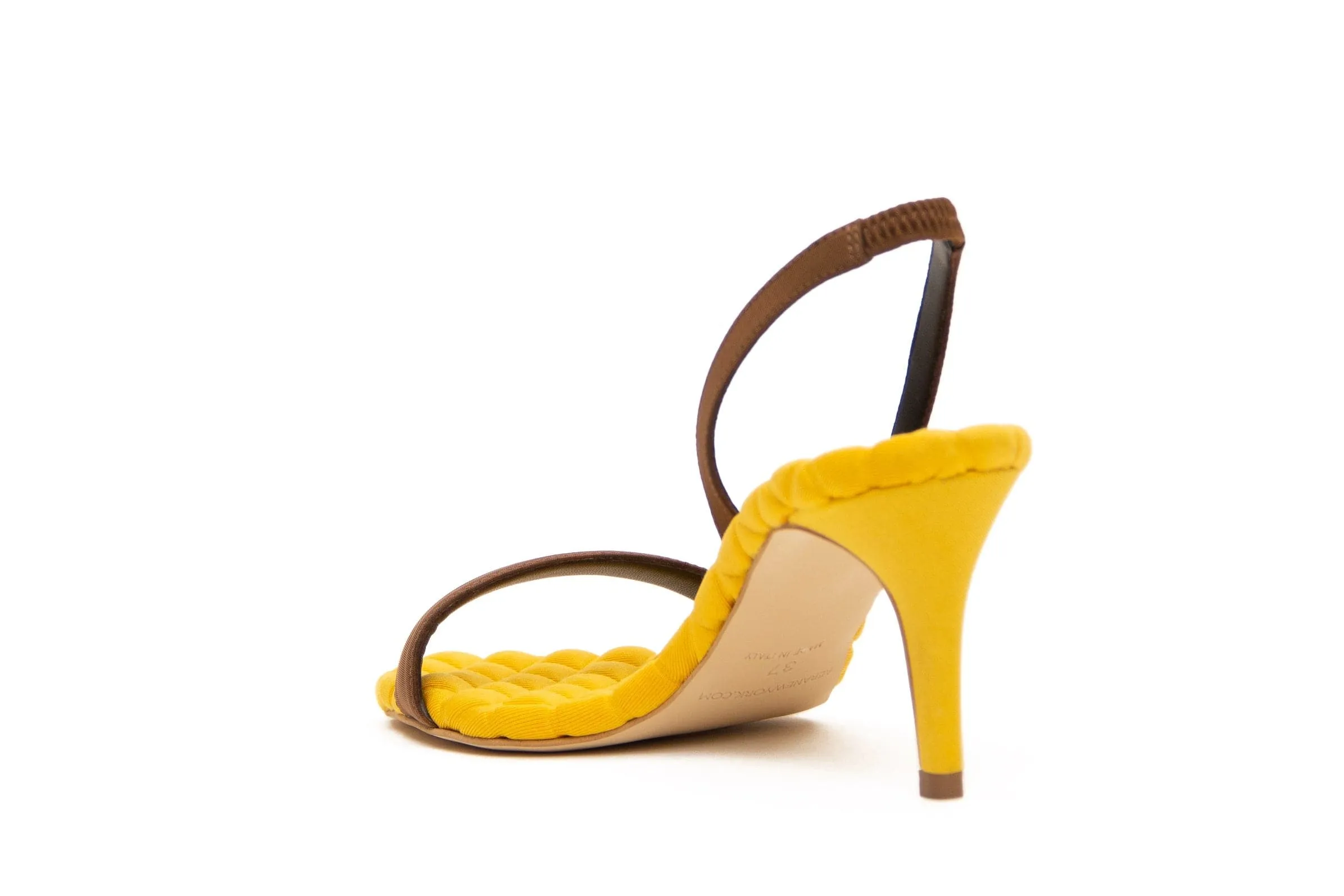 Claudia Vegan Satin High-Heeled Slingback Sandalen | Gelb