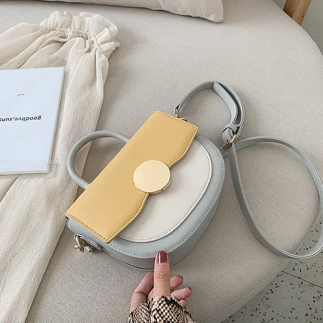 Kontrastfarbene Leder-Crossbody-Taschen für Damen 2020 Reisehandtasche Mode Einfache Schulter-Messenger-Tasche Damen Crossbody-Tasche Fashion Nova Taschen