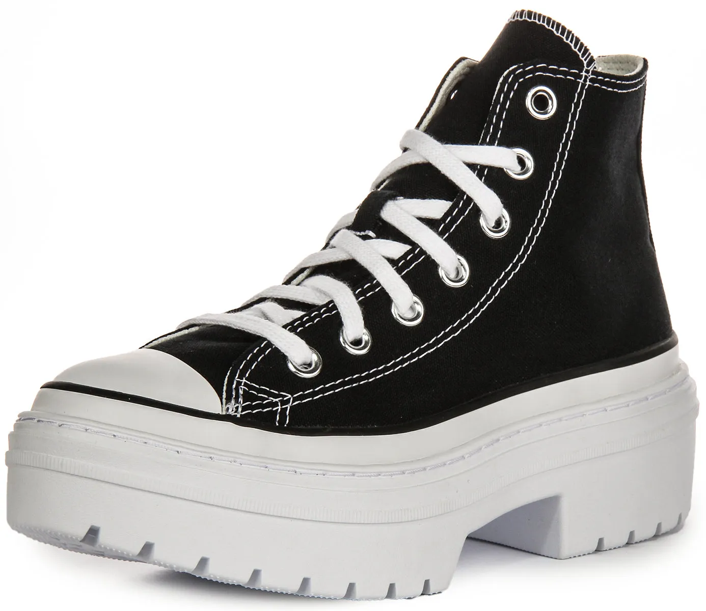 Converse Chuck Taylor Lugged Absatz Plateau A08258C in Schwarz Weiß Schuhe Converse