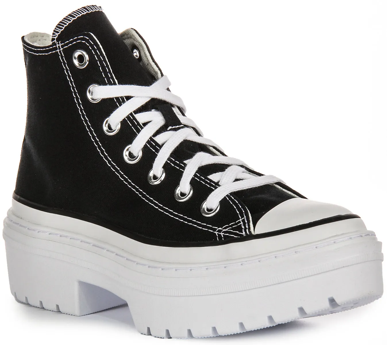 Converse Chuck Taylor Lugged Absatz Plateau A08258C in Schwarz Weiß Schuhe Converse