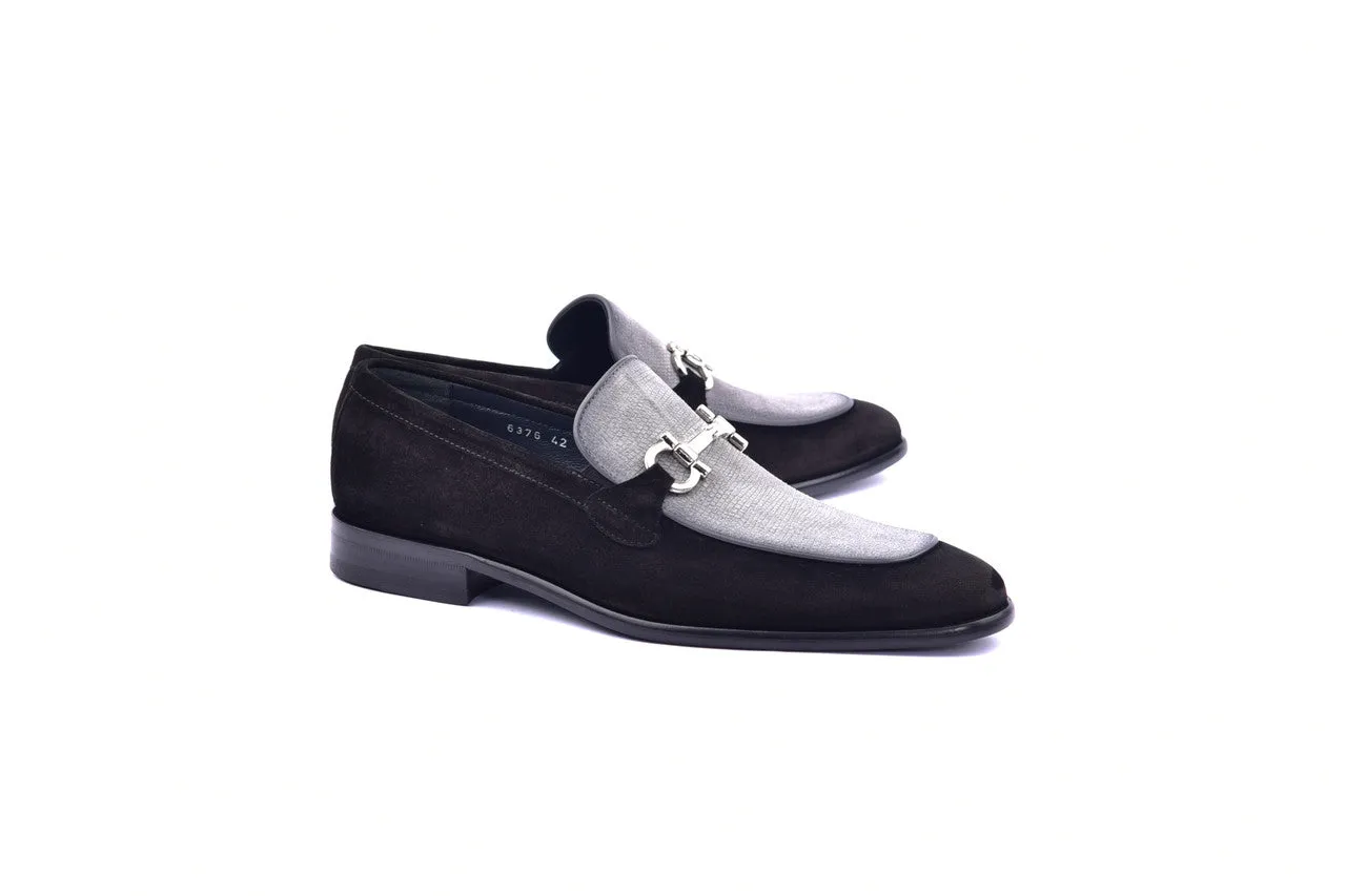 Corrente 6376 Wildleder Bit Schnalle Loafer - Schwarz