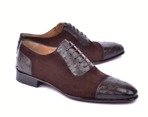 Corrente 6708 Oxford-Schnürschuh mit Kappenkappe - Braun