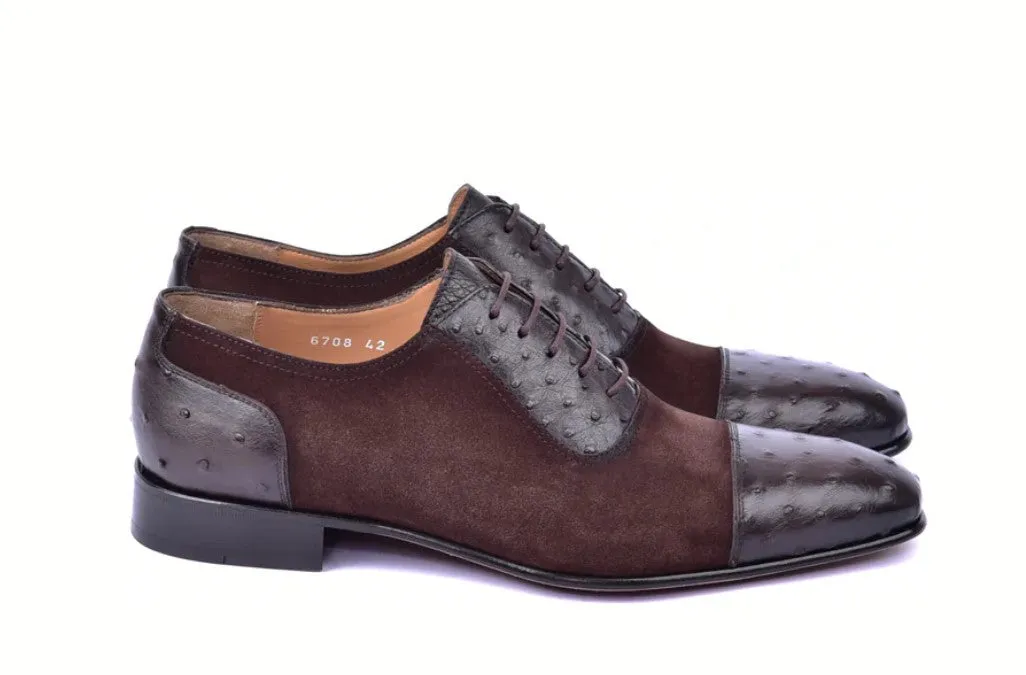Corrente 6708 Oxford-Schnürschuh mit Kappenkappe - Braun