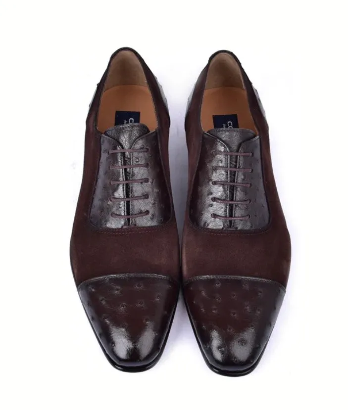 Corrente 6708 Oxford-Schnürschuh mit Kappenkappe - Braun