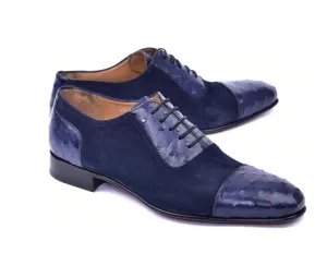 Corrente 6708 Oxford-Schnürschuh mit Kappenkappe - Marineblau