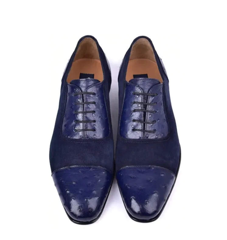 Corrente 6708 Oxford-Schnürschuh mit Kappenkappe - Marineblau