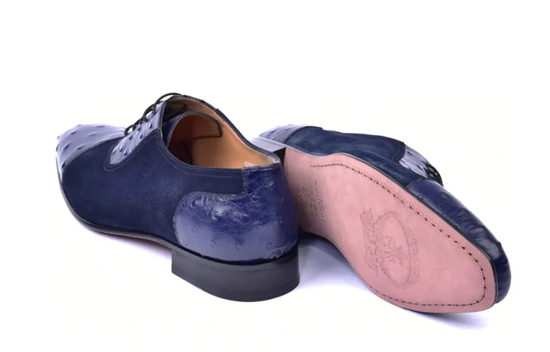 Corrente 6708 Oxford-Schnürschuh mit Kappenkappe - Marineblau